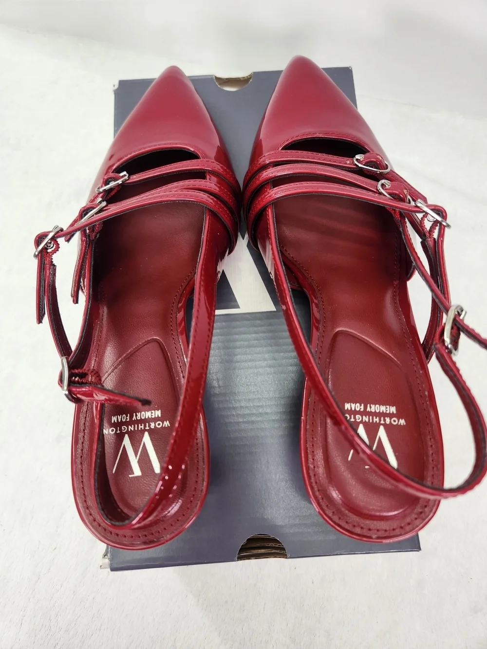 Worthington Burgundy Pointed Closed Toe Kitten Heel Pumps Size 7